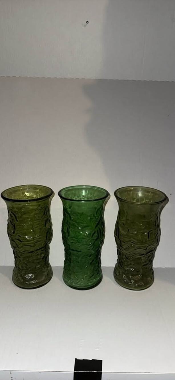 Vintage EO Brody Co Green Crinkle Glass Vase, Tall And Gorgeous